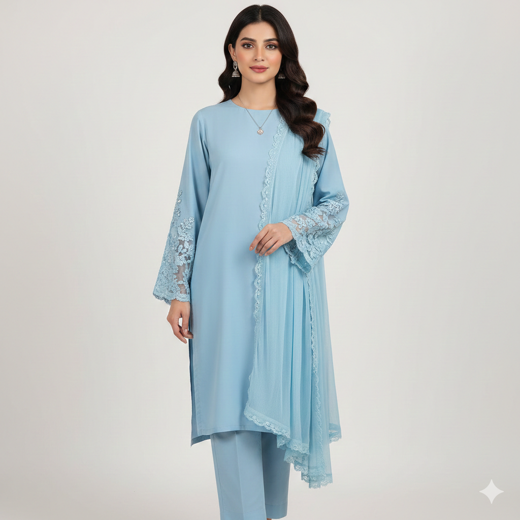 Azure Scalloped Kurta