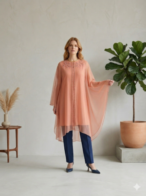 light pink chiffon kaftan
