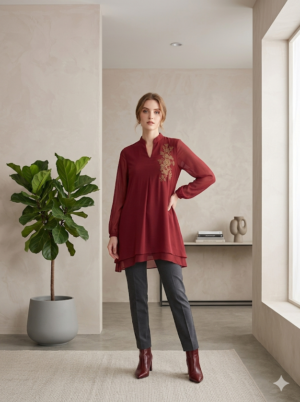 deep red festive tunic