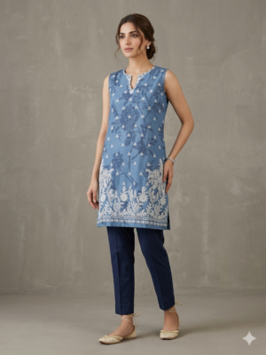 embroidery blue kurta