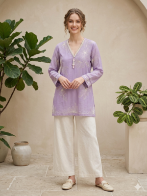 lilac embroidery kurta