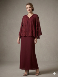 maroon cape dress