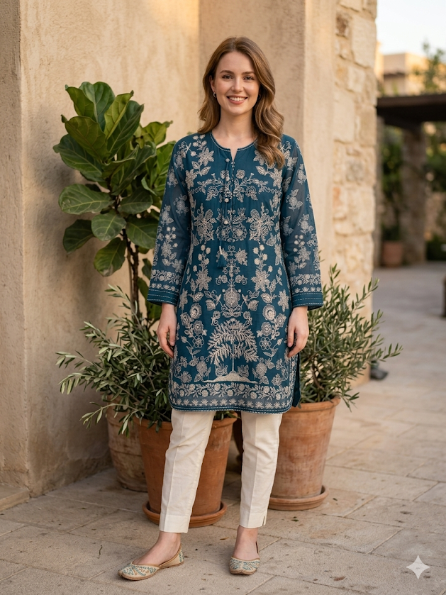 Home teal blue top